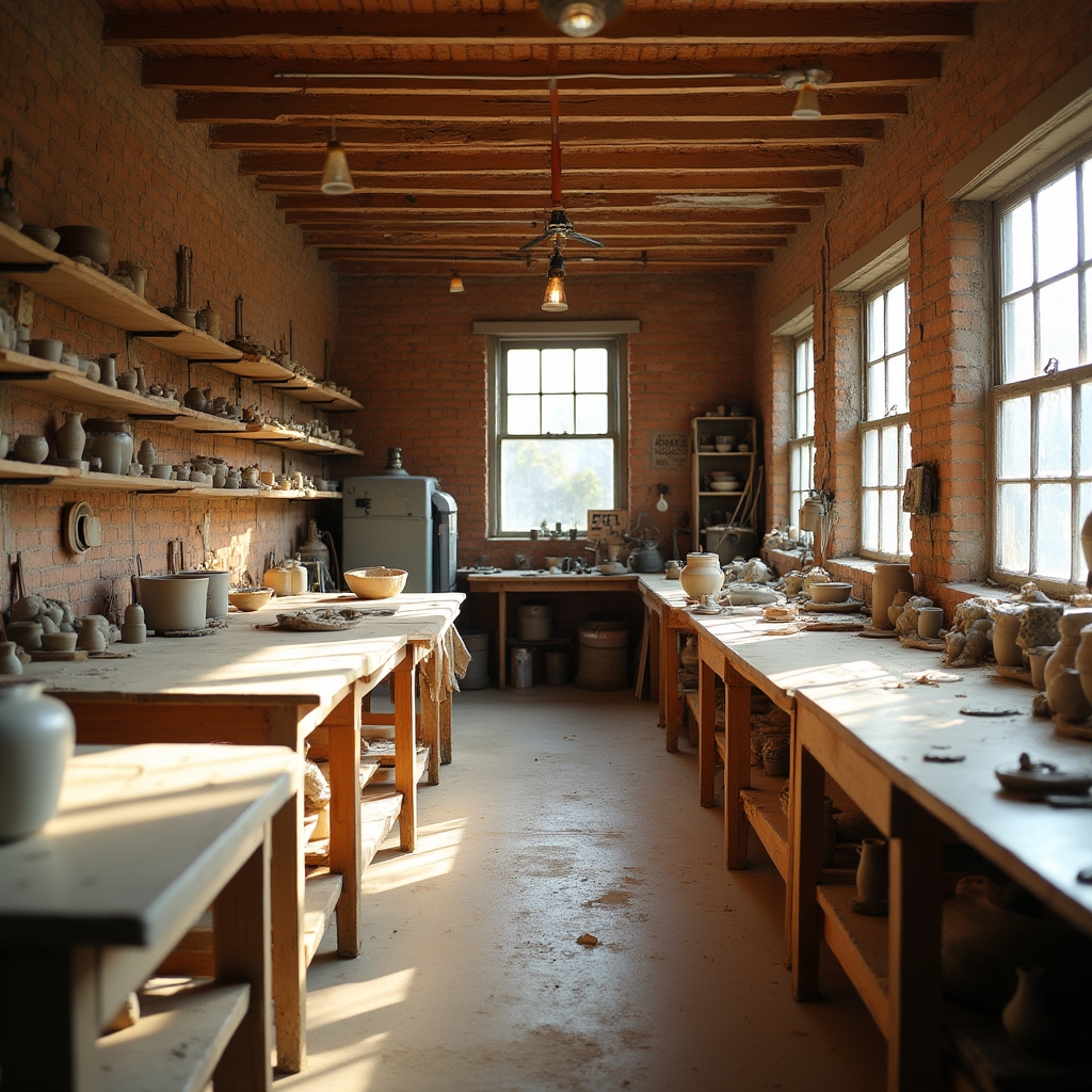 Vista interna dello studio di ceramica Zora Pases