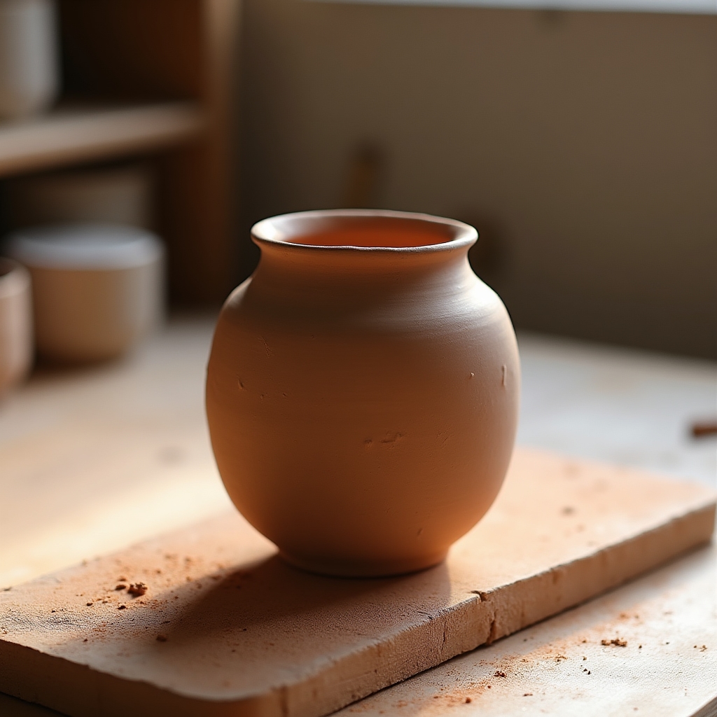 Piccolo vaso in ceramica appena modellato